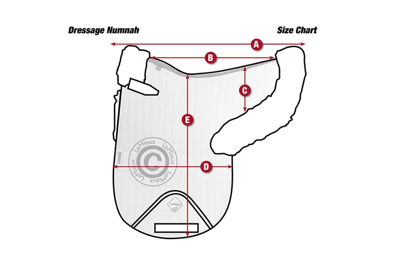 LeMieux Half Lined Dressage Numnah Size Guide